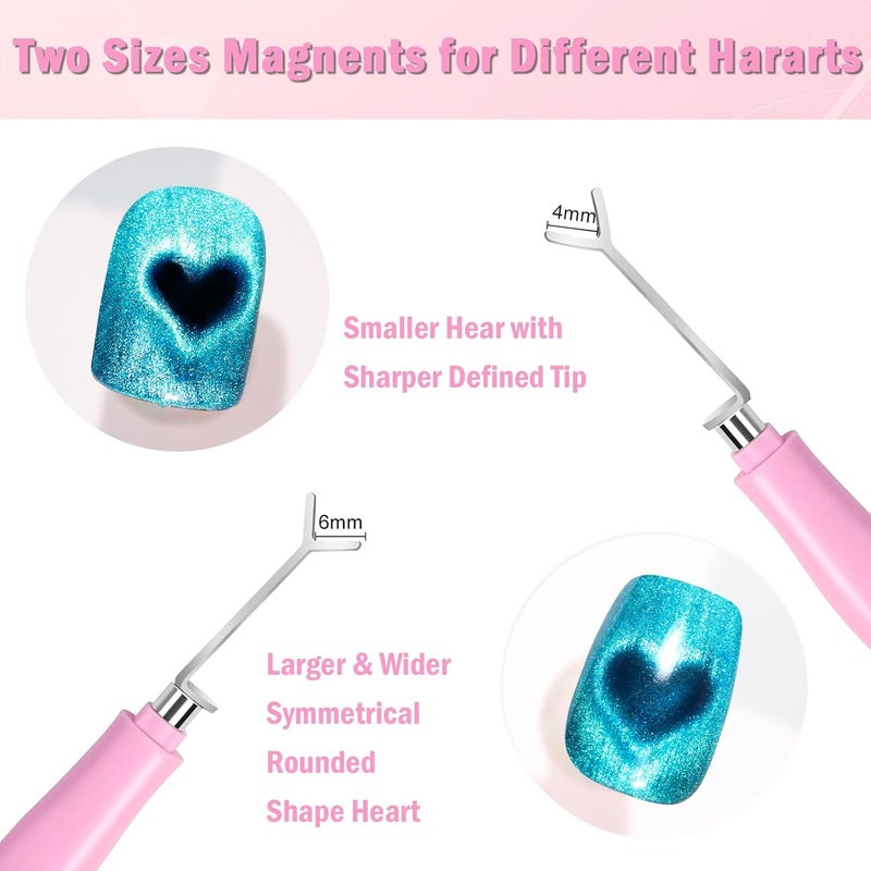 Allstarry Heart Magnet for Nails, 3 in 1 Heart Cat Eye Magnet for Nails Y Bear Bunny Shaped Guides with Magnetic Bead Flexible DIY Nail Cateye Magnets for Cat Eye Gel Polish Nail Art Salon - Image 3